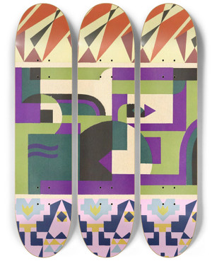 Triptych art skateboard deck of Mizuki Heitaro Abstract Pattern Portfolio Pl03 by Mizuki Heitaro (20-)