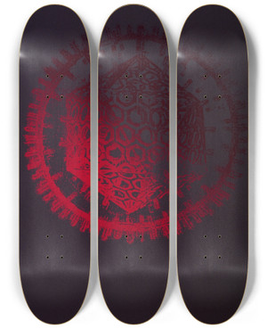 Triptych art skateboard deck of National Institutes Of Health Molecular Basis Of Viral Virulence by National Institutes Of Health (1887)