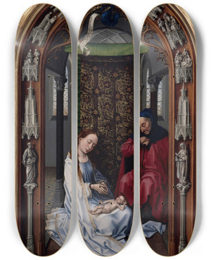 Triptych art skateboard deck of Rogier Van Der Weyden The Altar Of Our Lady Miraflores Altar_2 by Rogier van der Weyden (1399-1464)