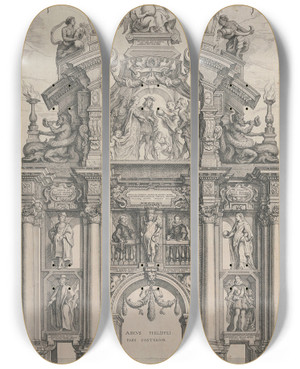 Triptych art skateboard deck of Peter Paul Rubens The Triumphal Arch Of Philip by Peter Paul Rubens (1577-1640)