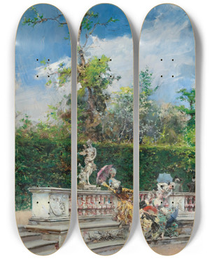 Triptych art skateboard deck of Giovanni Boldini Les Dmes Versailles by Giovanni Boldini (1842-1931)