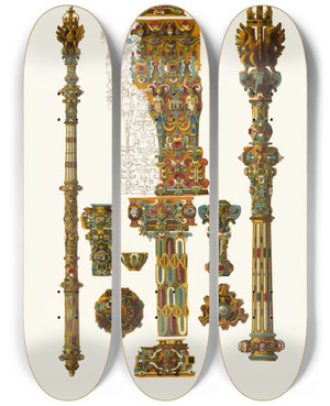 Triptych art skateboard deck of Fedor Grigoryevich Solntsev Skipetr Bolshago Nariada by Fedor Grigoryevich Solntsev (1801-1892)
