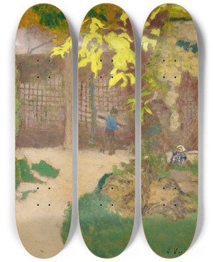 Triptych art skateboard deck of Douard Vuillard Le Jardin by douard Vuillard (1868-1940)