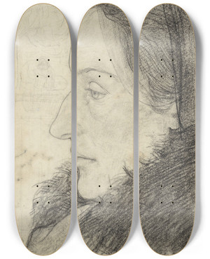 Triptych art skateboard deck of Richard Nicolas Roland Holst Portret Van Een Vrouw Van Opzij by Richard Nicolaus Roland Holst (1868-1938)