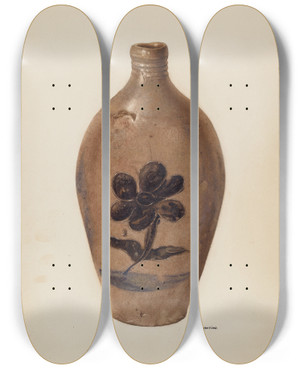 Triptych art skateboard deck of John Tarantino Flask_4 by John Tarantino (1935)