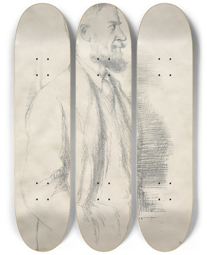 Triptych art skateboard deck of William Rothenstein George Bernard Shaw by William Rothenstein (1872-1945)