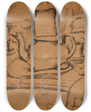 Triptych art skateboard deck of Juan Gris Nature Morte La Cafetire by Juan Gris (1887-1927)
