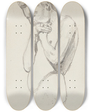 Triptych art skateboard deck of Adolf Sternschuss Pakt Mczyzny Z Pochylon Gow by Adolf Sternschuss (1873-1915)