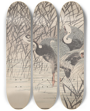 Triptych art skateboard deck of Imao Keinen Keinen Kach Gafu Pl111 by Imao Keinen (1845-1924)