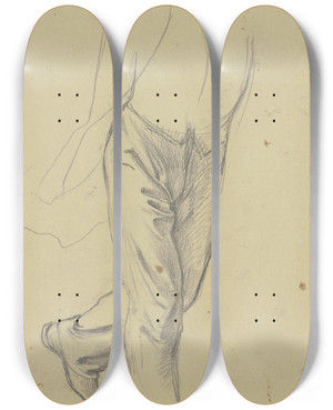 Triptych art skateboard deck of Jakob Becker Striding Man by Jakob Becker (1810-1872)