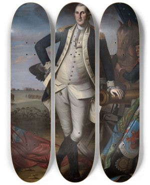 Triptych art skateboard deck of Charles Willson Peale George Washington At The Battle Ofprinceton by Charles Willson Peale (1741-1827)