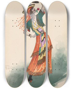 Triptych art skateboard deck of Will R Barnes Tillieargentine Act Ii by Will R Barnes (1939)