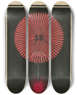 Triptych art skateboard deck of Jinta Hirayama Night Fireworks No 91 by Jinta Hirayama (19-)