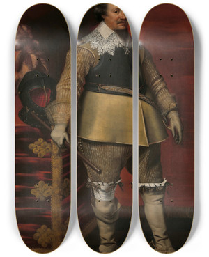 Triptych art skateboard deck of Wybrand De Geest Portrait Of Ernst Casimir I Count Of Nassaudietz by Wybrand de Geest (1592-1661)