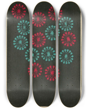 Triptych art skateboard deck of Jinta Hirayama Night Fireworks No 23 by Jinta Hirayama (19-)