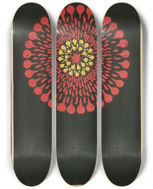 Triptych art skateboard deck of Jinta Hirayama Night Fireworks No 27 by Jinta Hirayama (19-)