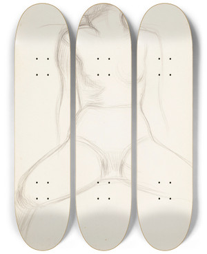 Triptych art skateboard deck of Eero Jrnefelt Nude Model_1 by Eero Jarnefelt (1863-1937)
