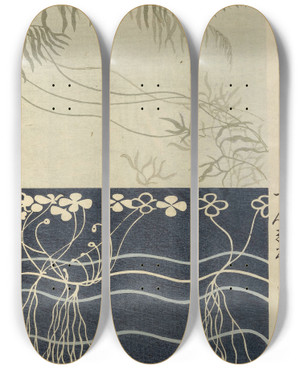 Triptych art skateboard deck of Ogino Issui Y Sketchbook Y Manga Pl25 by Ogino Issui (1900-1910)