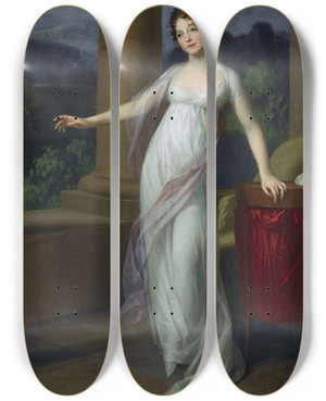 Triptych art skateboard deck of Johann Friedrich August Tischbein Amalie Von Levetzow by Johann Friedrich August Tischbein (1750-1812)