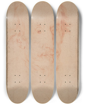Triptych art skateboard deck of Gian Lorenzo Bernini Portrait Of Cardinal Sforzapallavicino by Gian Lorenzo Bernini (1598-1680)