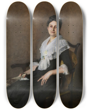Triptych art skateboard deck of John Singer Sargent Elizabeth Allen Marquand by John Singer Sargent (1856-1925)
