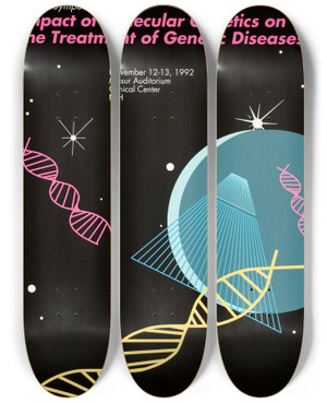 Triptych art skateboard deck of National Institutes Of Health Niddk Symposium On The Impact Of Molecular Genetics On The Treatment Of Genetic Diseases by National Institutes Of Health (1887)