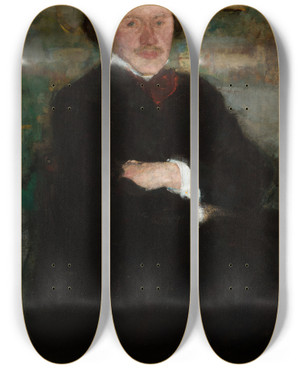 Triptych art skateboard deck of Olga Boznanska Portrait Of The Pianist Prof Antoni Dieth by Olga Boznanska (1865-1940)