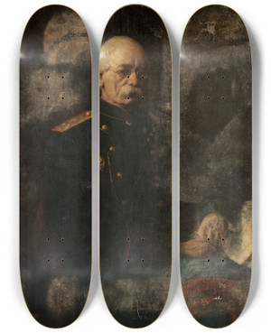 Triptych art skateboard deck of Adam Badowski Portrait Of Sokrates Starynkiewicz Mayor Of Warsaw by Adam Badowski (1857-1903)