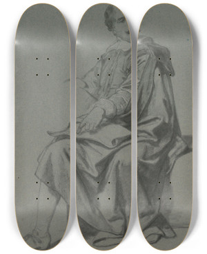Triptych art skateboard deck of Nicaise De Keyser The Engraver Pieter De Jode I by Nicaise De Keyser (1813-1887)