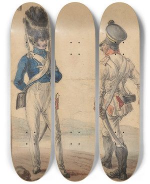 Triptych art skateboard deck of Piotr Michaowski At The Border Post by Piotr Michalowski (1800-1855)