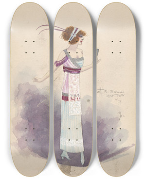 Triptych art skateboard deck of Will R Barnes 1Princes Girlsact I by Will R Barnes (1939)