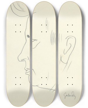 Triptych art skateboard deck of Mikul Galanda Joo Pospil by Mikulas Galanda (1895-1938)