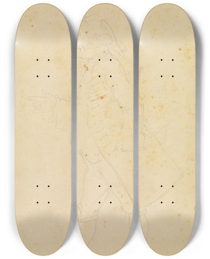 Triptych art skateboard deck of Moritz Von Schwind Stehender Herr Im Profil Nach Links Gewandt by Moritz Von Schwind (1804-1871)