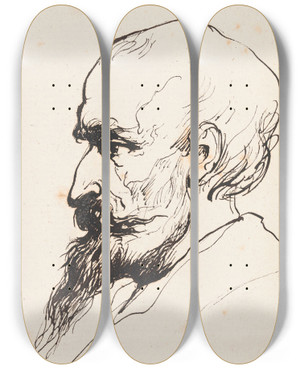 Triptych art skateboard deck of Nicaise De Keyser Portrait Of A Man_9 by Nicaise De Keyser (1813-1887)