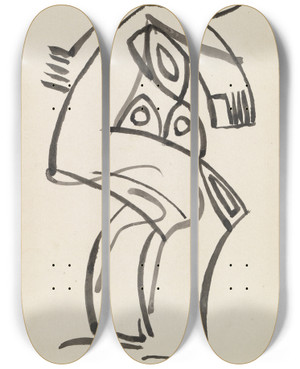 Triptych art skateboard deck of Henri Gaudierbrzeska Study Of A Female Figure by Henri Gaudier-Brzeska (1891-1915)