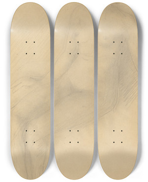 Triptych art skateboard deck of Auguste Rodin Seated Female Nude_2 by Auguste Rodin (1840-1917)