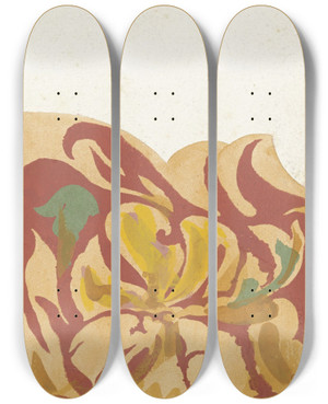 Triptych art skateboard deck of Theo Colenbrander Ontwerptekening Voor Een Menu Met Plantaardige Decoratie_1 by Theo Colenbrander (1841-1930)