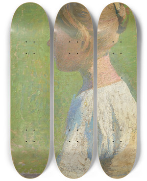 Triptych art skateboard deck of Henri Martin Jeune Femme De Profil by Henri Martin (1860-1943)
