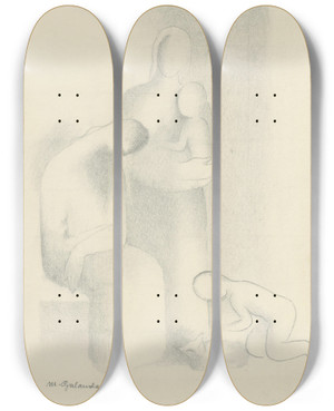 Triptych art skateboard deck of Mikul Galanda As by Mikulas Galanda (1895-1938) Triptych art skateboard deck of Mikul Galanda As by Mikulas Galanda (1895-1938)
