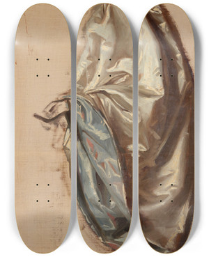 Triptych art skateboard deck of Jzef Simmler Study Of A Lady With A Lutes Robe Study To The Painting Upbringing Of Sigismund Augustus by Jozef Simmler (1823-1868)