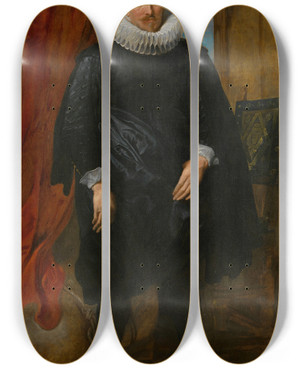 Triptych art skateboard deck of Anthony Van Dyck Alexander Or Jan Vinck by Anthony Van Dyck (1599-1641)