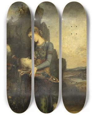 Triptych art skateboard deck of Gustave Moreau Orpheus by Gustave Moreau (1826-1898)