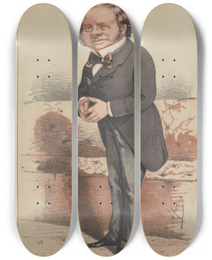 Triptych art skateboard deck of Carlo Pellegrini The Ablest Professor In The Cabinet Of The Tact By Which Power Is Kept by Carlo Pellegrini (1839-1889)