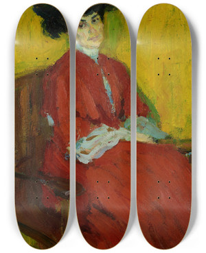 Triptych art skateboard deck of Alexej Von Jawlensky Portrait Frau Gindus by Alexej Von Jawlensky (1864-1941)