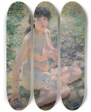 Triptych art skateboard deck of Otto Henry Bacher July by Otto Henry Bacher (1856-1909)