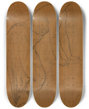 Triptych art skateboard deck of Pierre Puvis De Chavannes Femme Debout De Profil Droite_1 by Pierre Puvis De Chavannes (1824-1898)