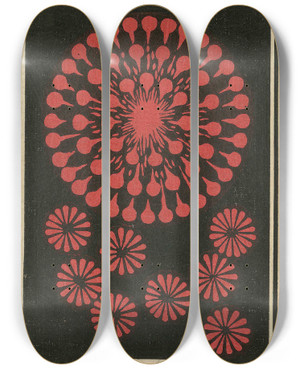 Triptych art skateboard deck of Jinta Hirayama Night Fireworks No 62 by Jinta Hirayama (19-)