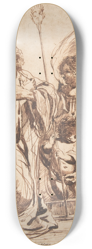 Follower of Guercino - Saint with Angel and Putto 8.25 inch art skate deck Follower of Guercino - Saint with Angel and Putto 8.25 inch art skate deck