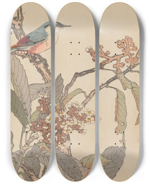 Triptych art skateboard deck of Imao Keinen Keinen Kach Gafu Pl162 by Imao Keinen (1845-1924)