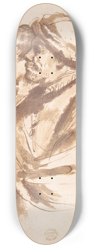 Follower of Guercino - Two Men, Depicted Half-Length, in Profile 8.25 inch art skate deck